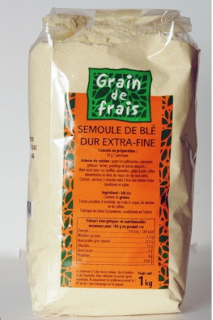 Semoule de Blé Dur Extra-Fine: Bahadourian, Semoule de Blé Dur Extra-Fine  Paquet 1kg - Grain de Frais, Céréales & Pâtes
