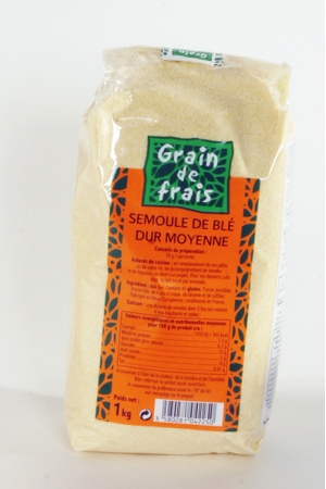 Semoule de Blé Dur Moyenne: Bahadourian, Semoule de Blé Dur Moyenne Paquet  1kg - Grain de Frais, Céréales & Pâtes