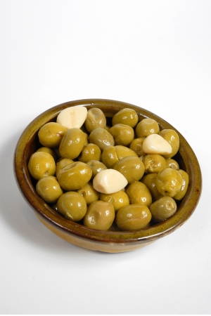 Olives Vertes Cassées à l'Ail 